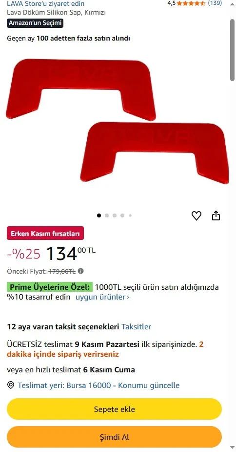 Lava Döküm Silikon Sap, Kırmızı