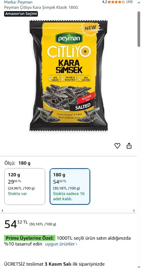 Peyman Çitliyo Kara Şimşek Klasik 180G