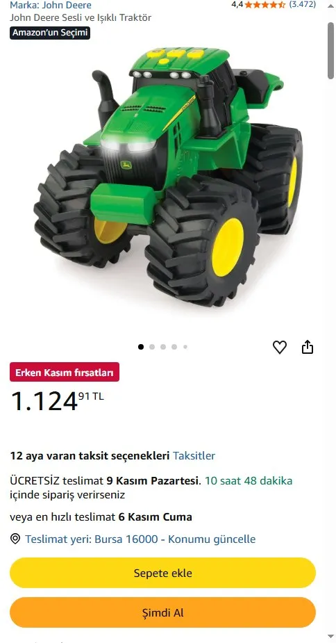 John Deere Sesli ve Işıklı Traktör