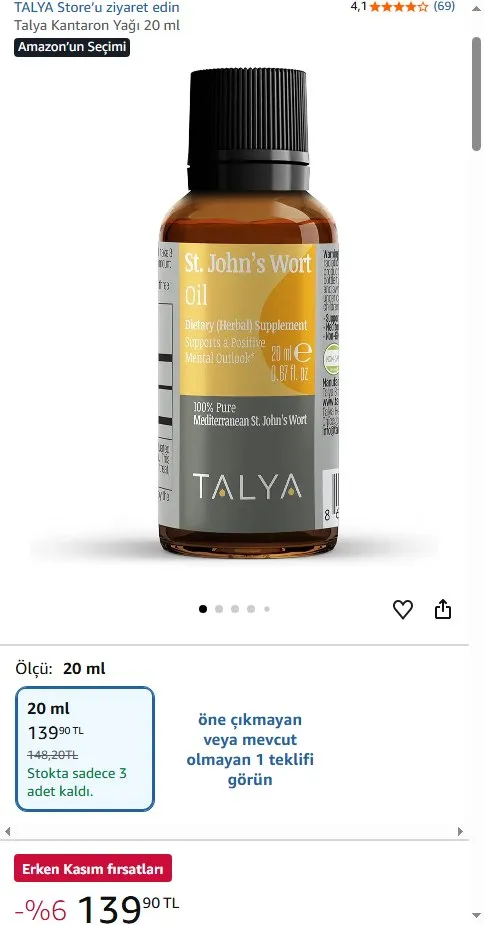 Talya Kantaron Yağı 20 ml