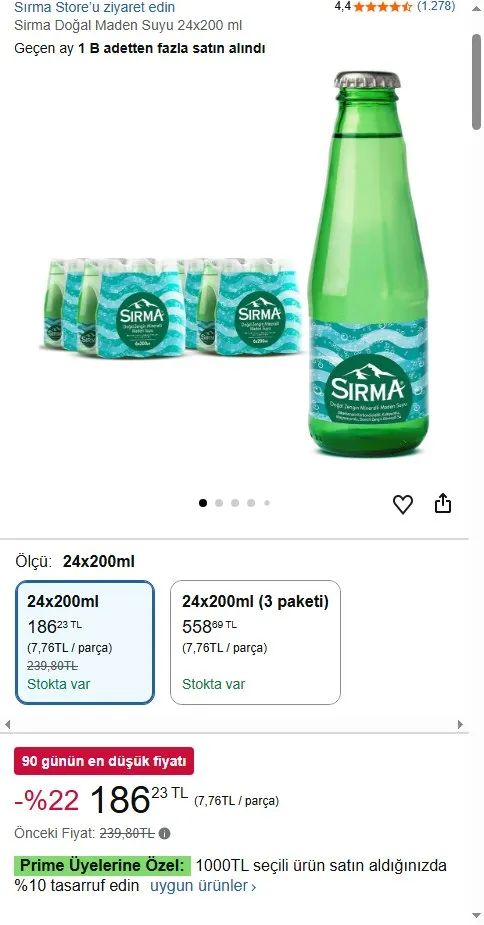 Sirma Doğal Maden Suyu 24x200 ml