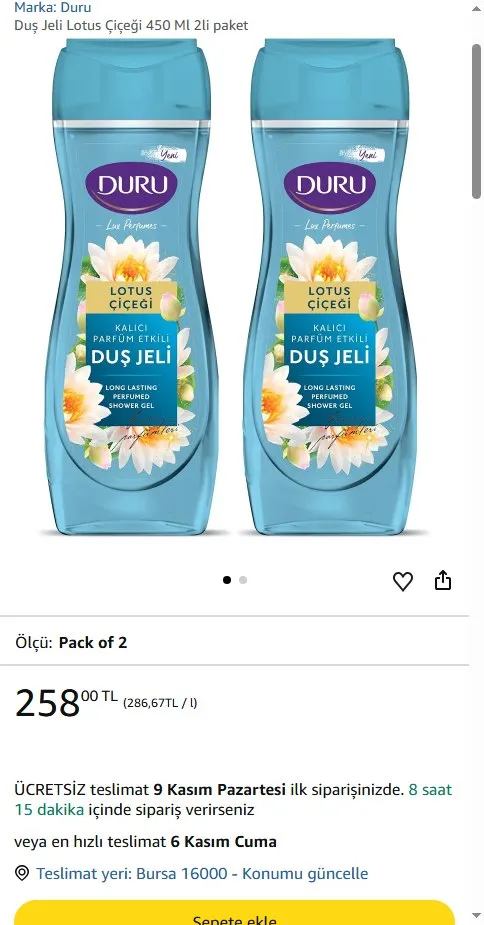 Duş Jeli Lotus Çiçeği 450 Ml 2li paket