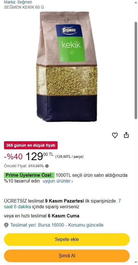 SEĞMEN KEKİK 60 G