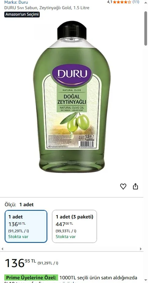 DURU Sıvı Sabun, Zeytinyağlı Gold, 1.5 Litre