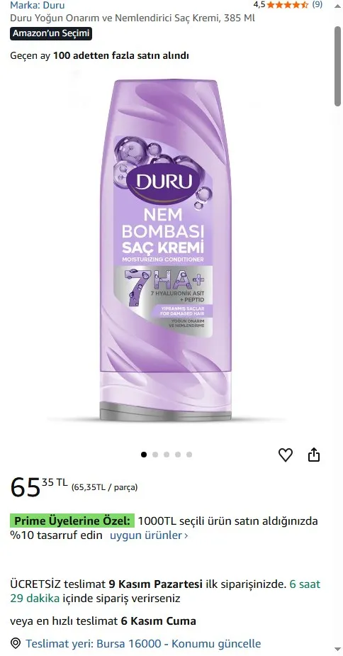 Duru Yoğun Onarım ve Nemlendirici Saç Kremi, 385 Ml
