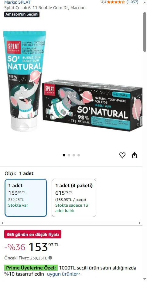 Splat Çocuk 6-11 Bubble Gum Diş Macunu