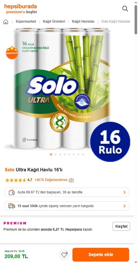 Solo Ultra Kağıt Havlu 16'lı
