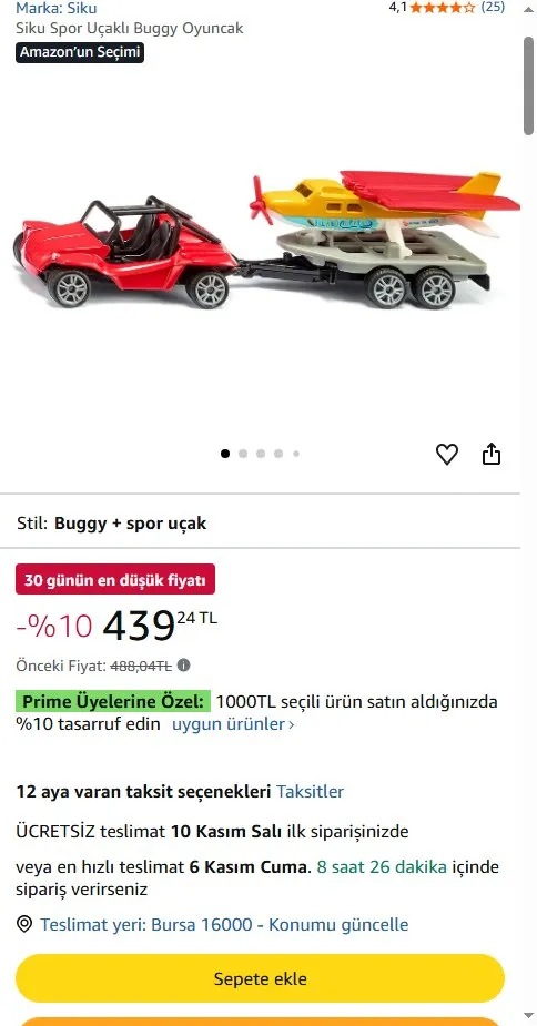 Siku Spor Uçaklı Buggy Oyuncak