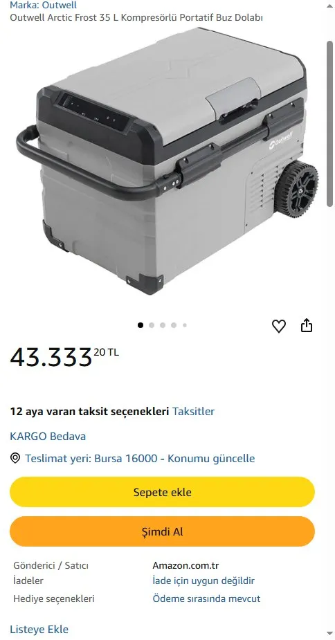 Outwell Arctic Frost 35 L Kompresörlü Portatif Buz Dolabı