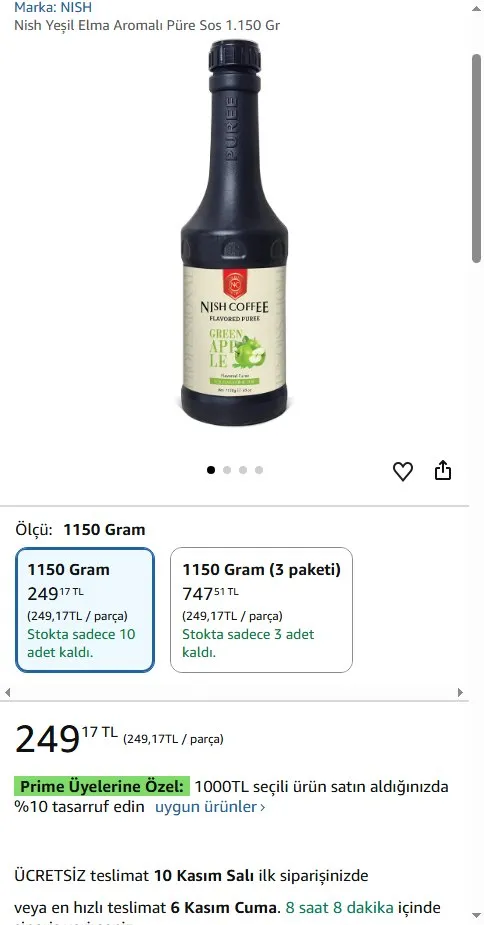 Nish Yeşil Elma Aromalı Püre Sos 1.150 Gr