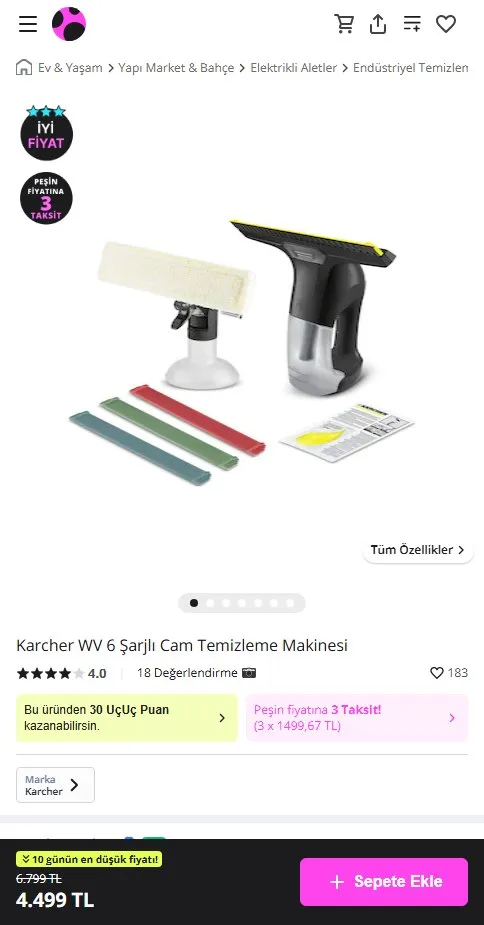 Karcher WV 6 Şarjlı Cam Temizleme Makinesi