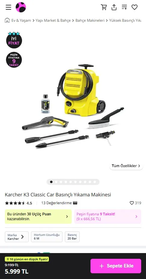 Karcher K3 Classic Car Basınçlı Yıkama Makinesi