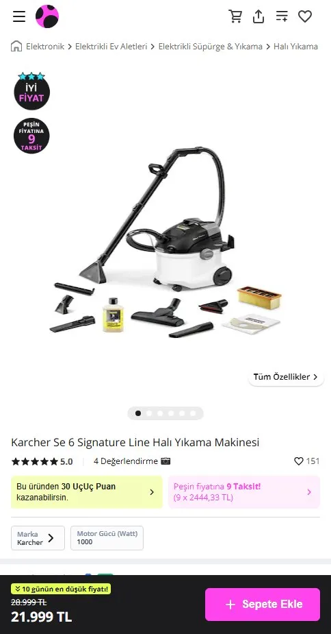 Karcher Se 6 Signature Line Halı Yıkama Makinesi