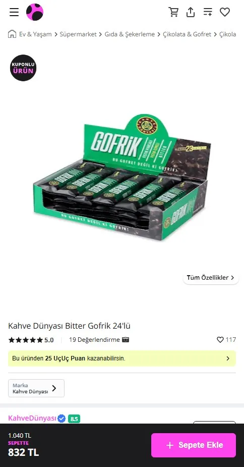 Kahve Dünyası Bitter Gofrik 24'lü