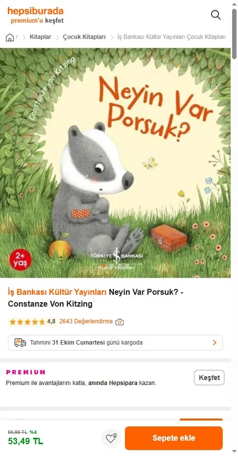 İş Bankası Kültür Yayınları Neyin Var Porsuk? - Constanze Von Kitzing