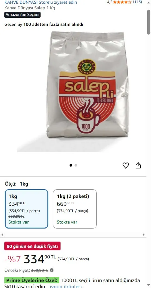 Kahve Dünyası Salep 1 Kg