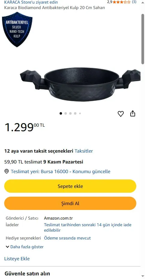 Karaca Biodiamond Antibakteriyel Kulp 20 Cm Sahan