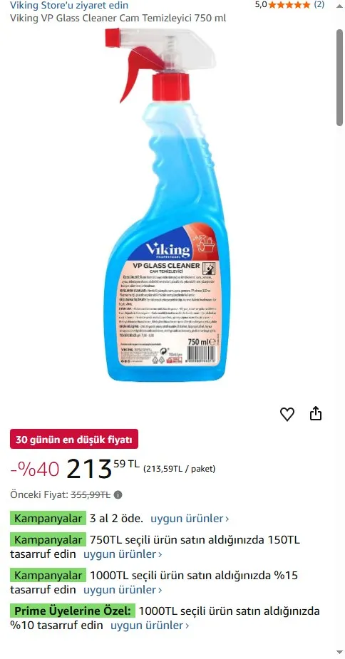 Viking VP Glass Cleaner Cam Temizleyici 750 ml