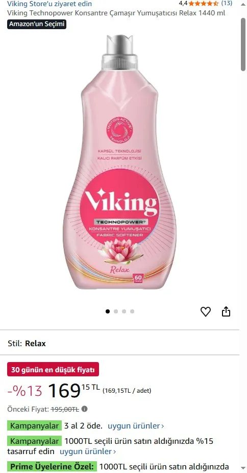 Viking Technopower Konsantre Çamaşır Yumuşatıcısı Relax 1440 ml