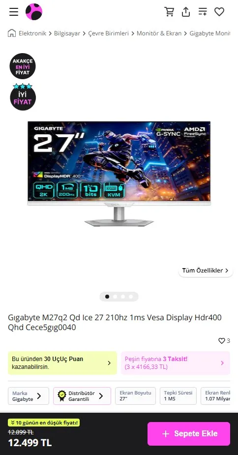Gıgabyte M27q2 Qd Ice 27 210hz 1ms Vesa Display Hdr400 Qhd Cece5gıg0040