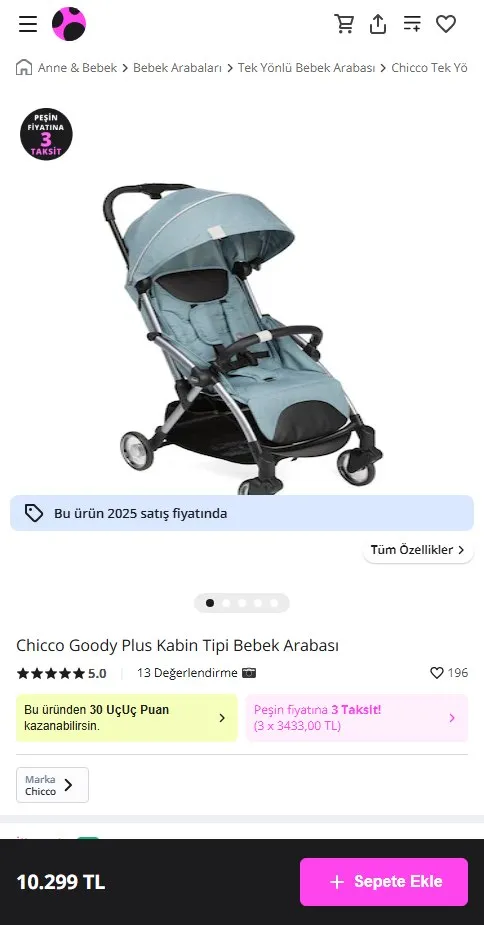 Chicco Goody Plus Kabin Tipi Bebek Arabası