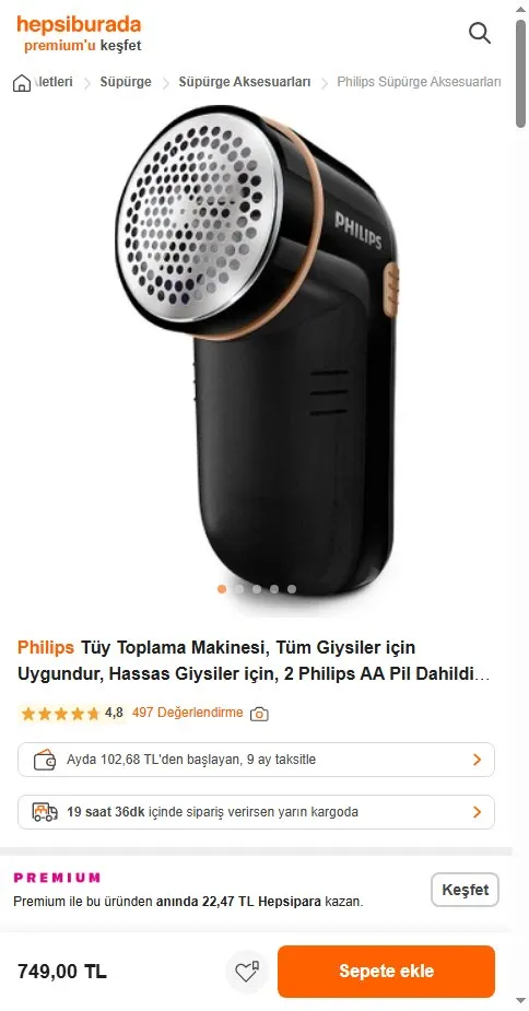 Philips Tüy Toplama Makinesi, Tüm Giysiler için Uygundur, Hassas Giysiler için, 2 Philips AA Pil Dahildir, GC026/80