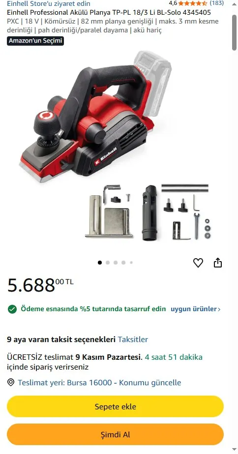 Einhell Professional Akülü Planya TP-PL 18/3 Li BL-Solo 4345405