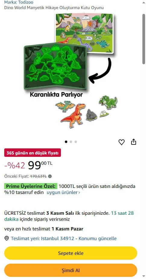 Dino World Manyetik Hikaye Oluşturma Kutu Oyunu