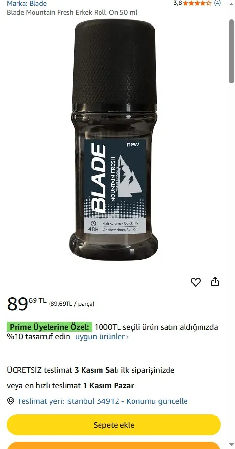 Blade Mountain Fresh Erkek Roll-On 50 ml