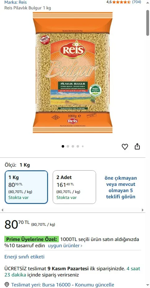 Reis Pilavlık Bulgur 1 kg