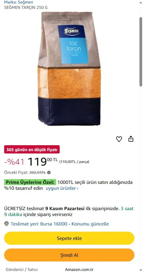 SEĞMEN TARÇIN 250 G