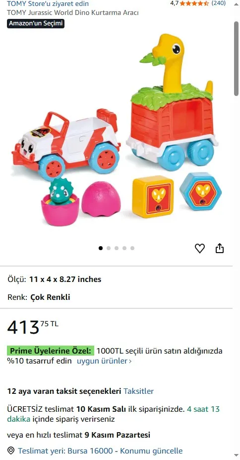 TOMY Jurassic World Dino Kurtarma Aracı