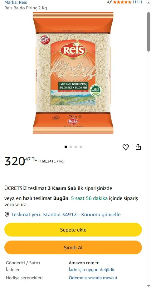Reis Baldo Pirinç 2 Kg