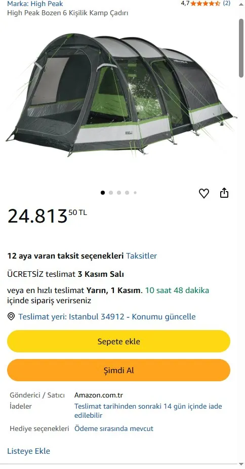High Peak Bozen 6 Kişilik Kamp Çadırı