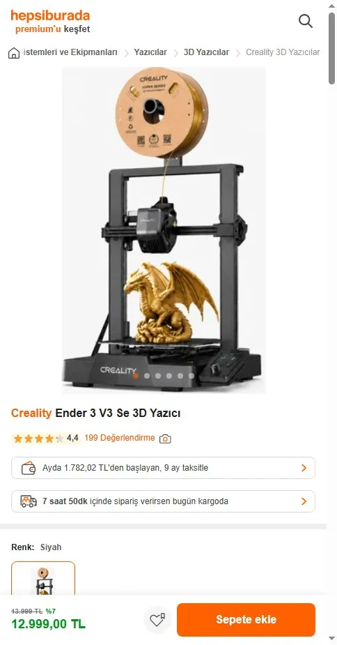 Creality Ender 3 V3 Se 3D Yazıcı