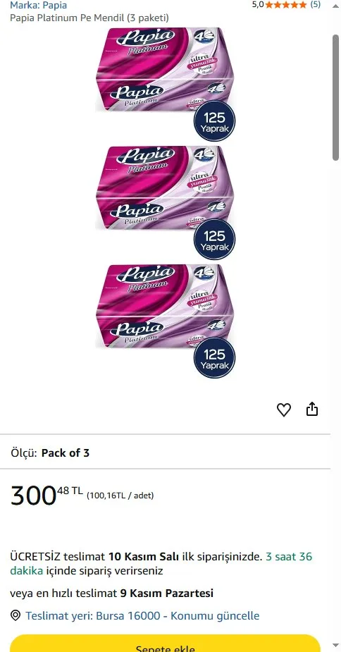 Papia Platinum Pe Mendil (3 paketi)