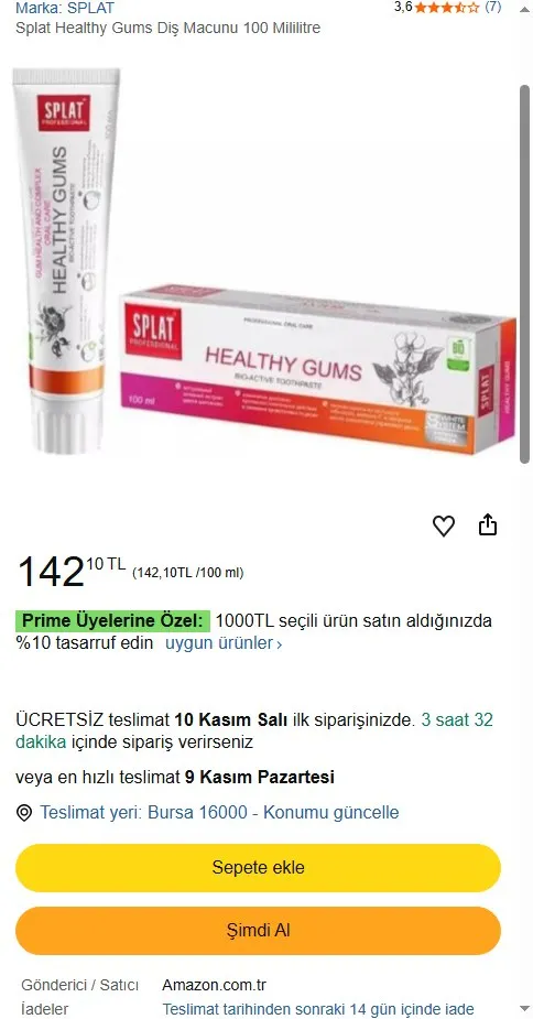 Splat Healthy Gums Diş Macunu 100 Mililitre