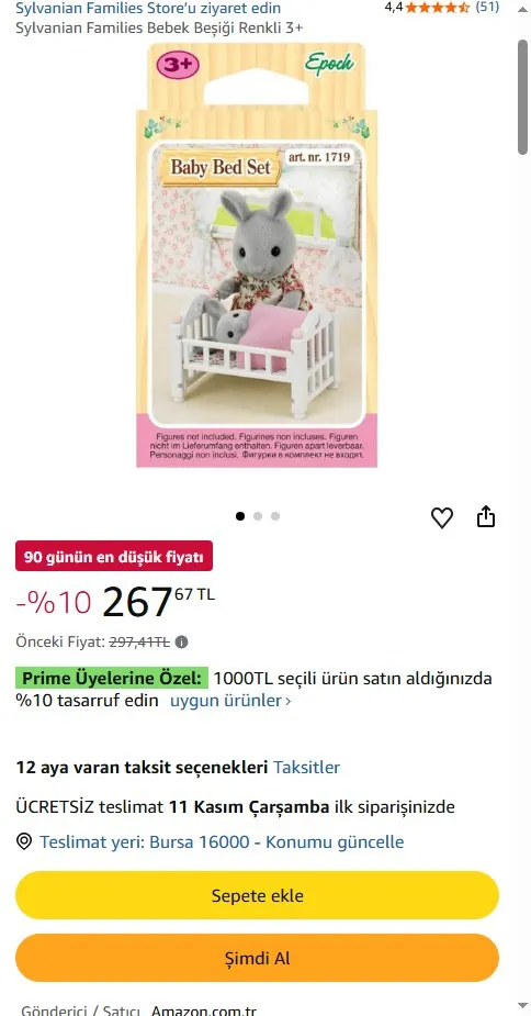 Sylvanian Families Bebek Beşiği Renkli 3+