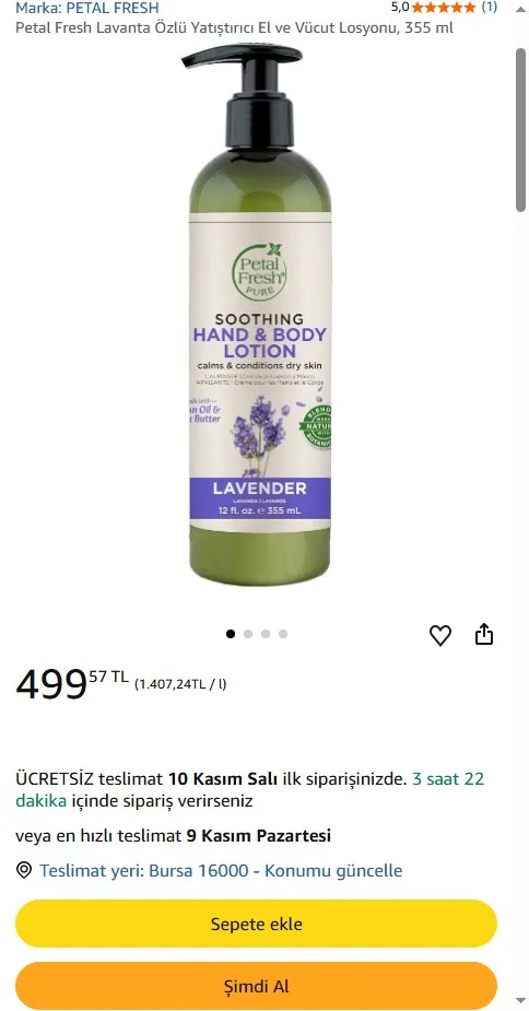 Petal Fresh Lavanta Özlü Yatıştırıcı El ve Vücut Losyonu, 355 ml