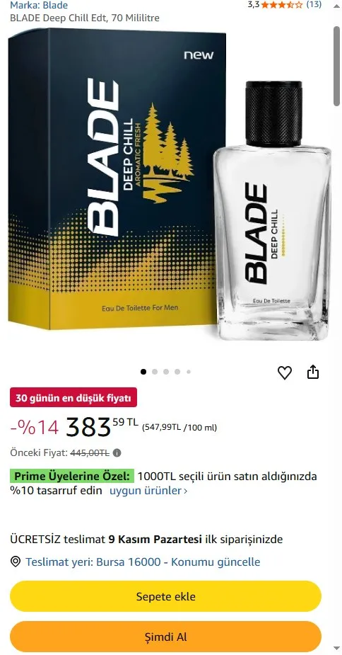 BLADE Deep Chill Edt, 70 Mililitre