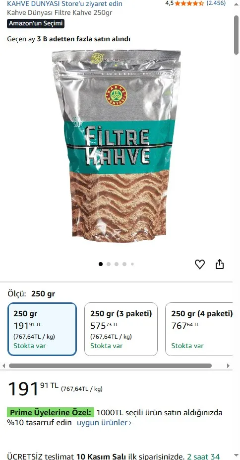 Kahve Dünyası Filtre Kahve 250gr