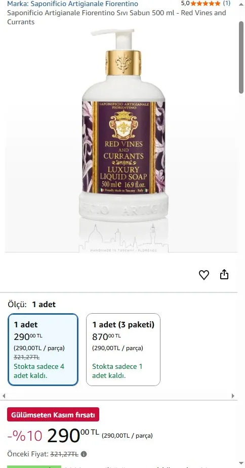 Saponificio Artigianale Fiorentino Sıvı Sabun 500 ml - Red Vines and Currants