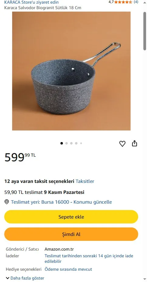 Karaca Salvodor Biogranit Sütlük 18 Cm