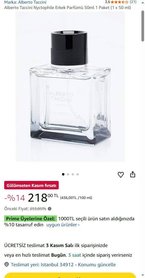 Alberto Taccini Nyctophile Erkek Parfümü 50ml 1 Paket (1 x 50 ml)