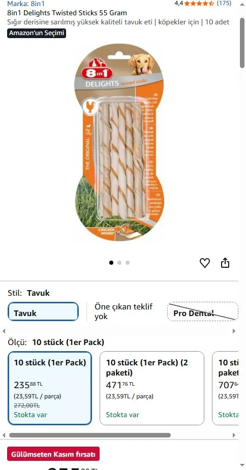 8in1 Delights Twisted Sticks 55 Gram