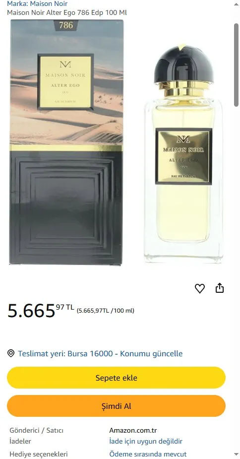 Maison Noir Alter Ego 786 Edp 100 Ml