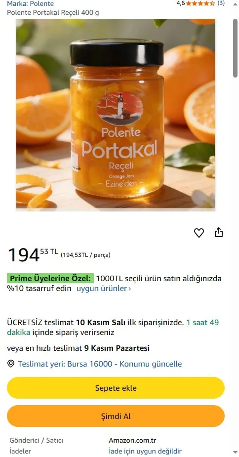 Polente Portakal Reçeli 400 g