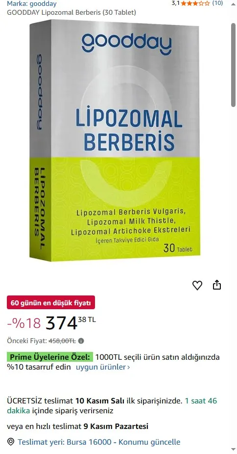 GOODDAY Lipozomal Berberis (30 Tablet)