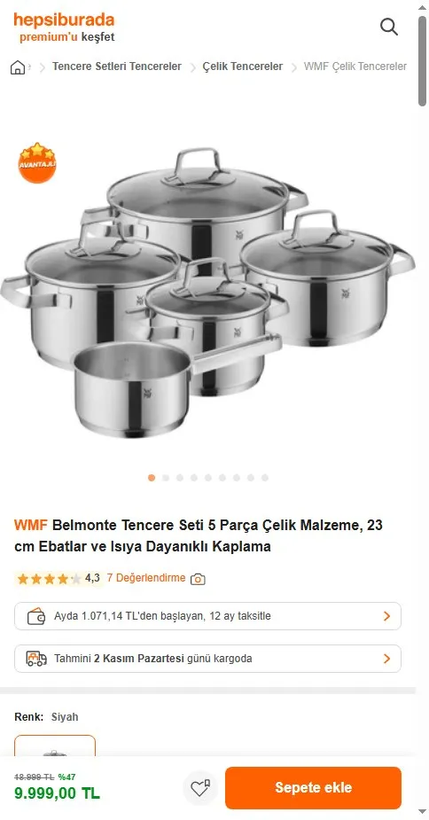 WMF Belmonte Tencere Seti 5 Parça Çelik Malzeme, 23 cm Ebatlar ve Isıya Dayanıklı Kaplama