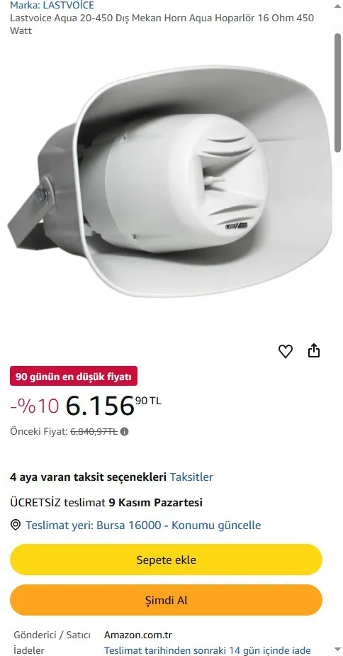 Lastvoice Aqua 20-450 Dış Mekan Horn Aqua Hoparlör 16 Ohm 450 Watt